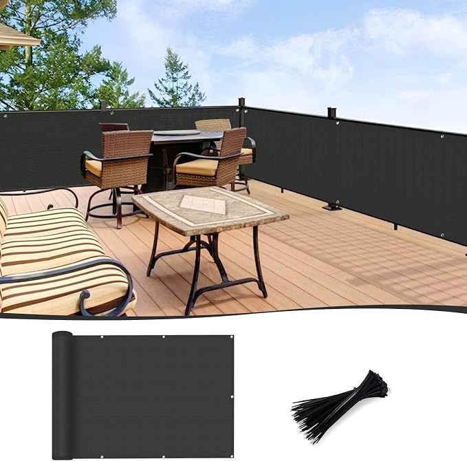 LOVE STORY 3'x115'' Black Balcony Privacy Screen Fence, UV Protection by LOVESTORY