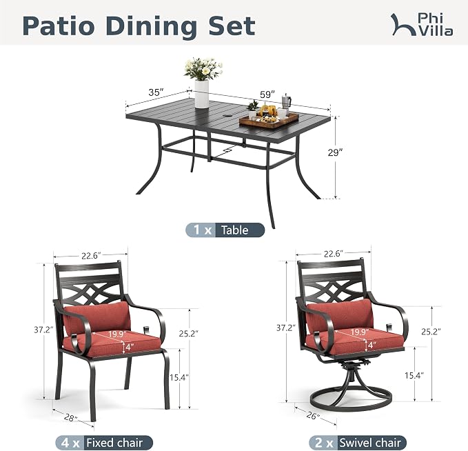 PHI VILLA 7 Pieces Outdoor Dining Set - Image 9