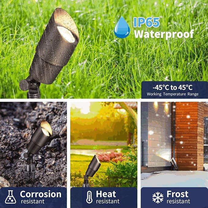Gardenreet Brass Low Voltage Landscape Spotlights Kit 12V LED - Image 2