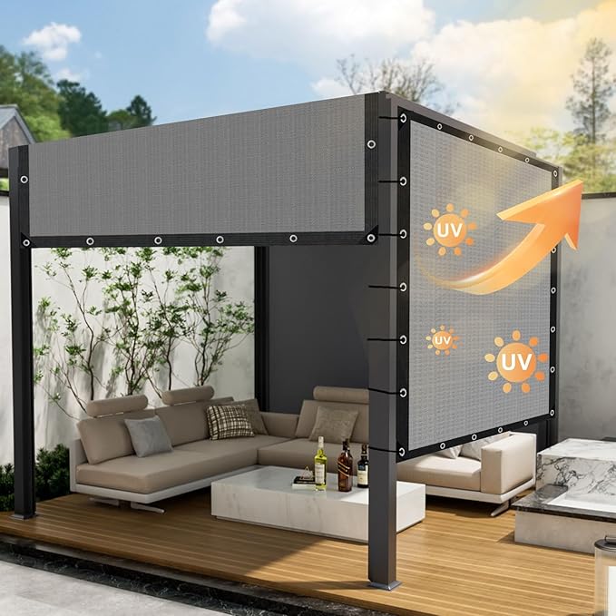 Sun Shade Cloth with Grommets, 90% UV Protection Shade Fabric, Pergola Shade - Image 5