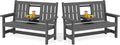 SERWALL Outdoor Bench with Cup Holder, All Weather Patio Benches with High by SERWALL
