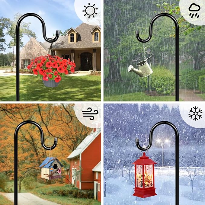 48 Inch Shepherds Hooks for Outdoor, Heavy Duty Bird Feeder Pole - Image 6