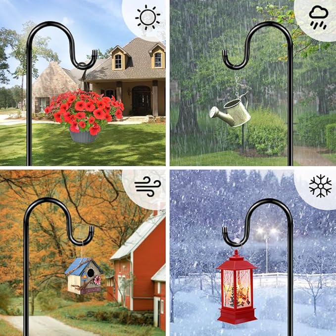 72" Shepherds Hooks for Outdoor, Heavy Duty Garden Bird Feeder Pole for Hanging - Image 6