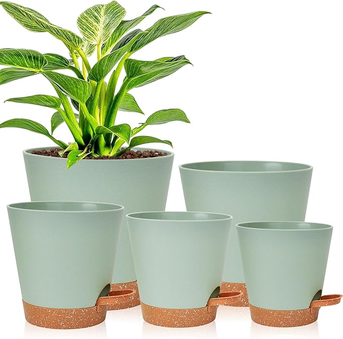 Planters for Indoor Plants 7/6.5/6/5.5/5 Inch, Self Watering Planters by Vanslogreen