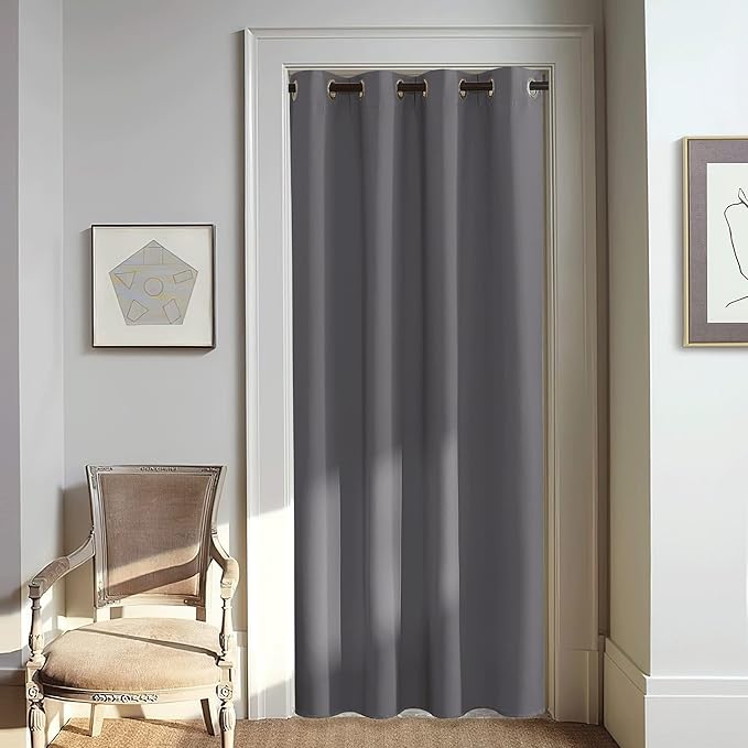 NICETOWN Grey Blackout Doorway Curtain 80 inch Length, Grommet Room Darkening by NICETOWN