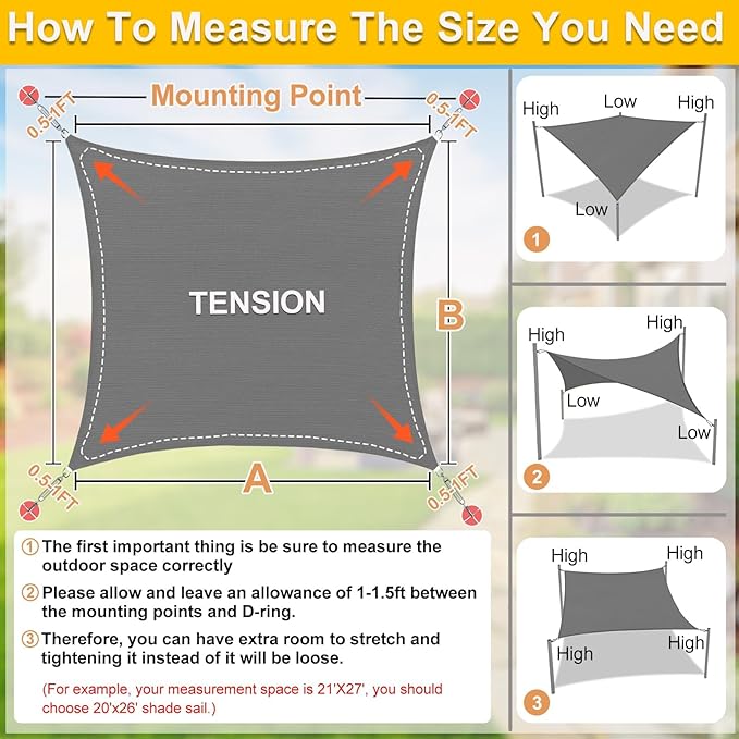 KANAGAWA Sun Shade Sail Curved 20'X26' Dark Gray Rectangle Outdoor Shade Cover - Image 2