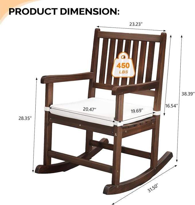VINGLI Outdoor Rocking Chair, Weatherproof Rocker - Image 3