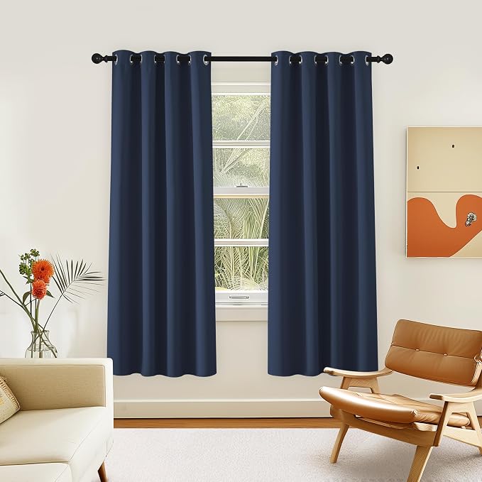 NICETOWN Navy Blue Blackout Bedroom Window Curtain, Grommet Privacy Window by NICETOWN