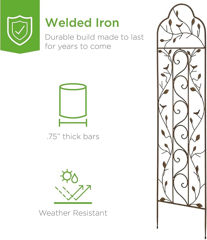 Best Choice Products Set of 2 60x15-inch Iron Arched Garden Trellis w/Branches - Image 3