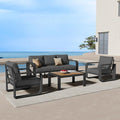 Aluminum Outdoor Patio Furniture Set, 4 Piece Oversized Patio Conversation Sets by Oasbira