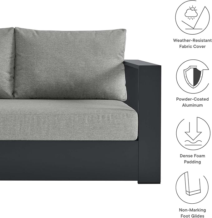 Modway Tahoe Aluminum Modular Right-Facing Outdoor Patio Loveseat Gray - Image 8