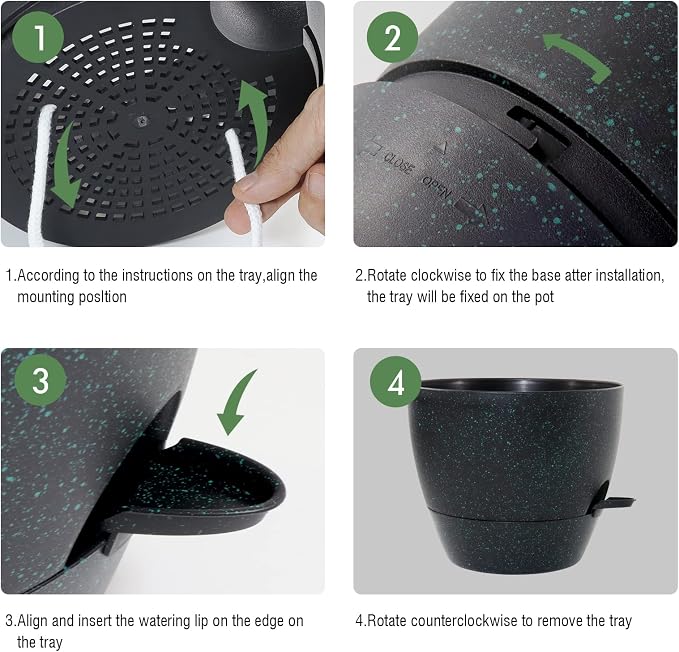 12inch 2Pack Large Self Watering Planters, Plastic Plant Pots - Image 4