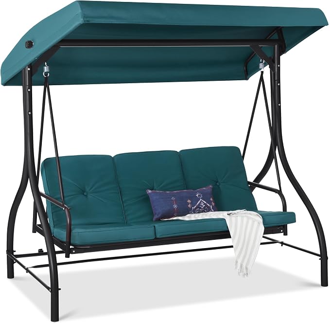 Best Choice Products 3-Seat Outdoor Large Converting Canopy Swing Glider by BestChoiceProducts