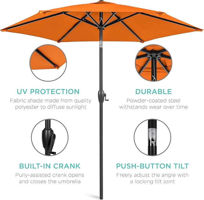 Best Choice Products 7.5ft Heavy-Duty Round Outdoor Market Table Patio Umbrella - Image 5