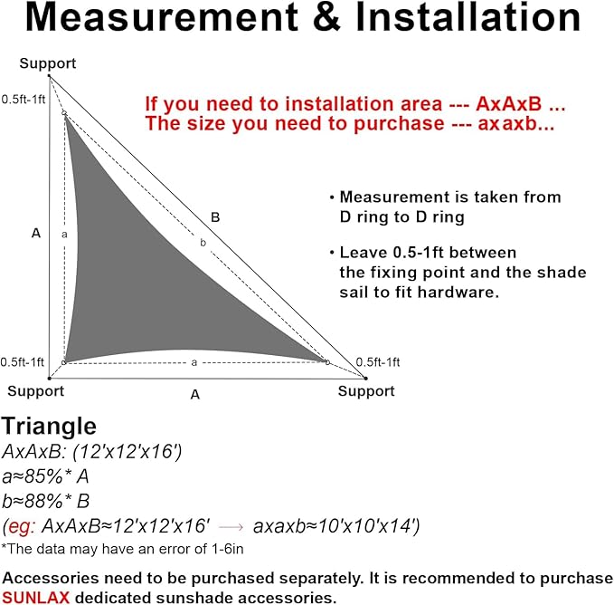 SUNLAX Sun Shade Sail SS-136 20' x 20' x 28.3' Dark Grey Right Triangle Canopy - Image 2