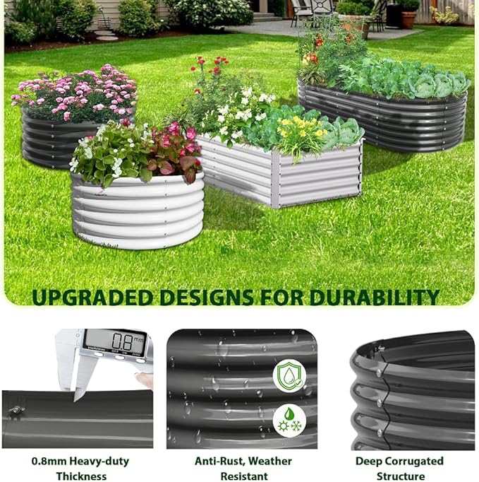 A ANLEOLIFE 4-Set 8X4X2 ft Galvanized Raised Garden Bed Kit, Oval Metal Deep - Image 6
