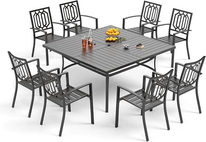 PHI VILLA 9 Pieces Outdoor Dining Set by PHIVILLAThepioneerofcomfortablehouseholdsupplies
