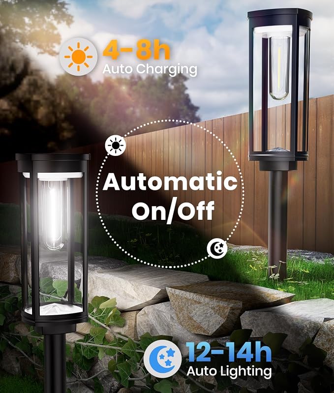 Solar Pathway Lights Outdoor Solar Lights Outdoor, IP65 Waterproof Auto On/Off - Image 6