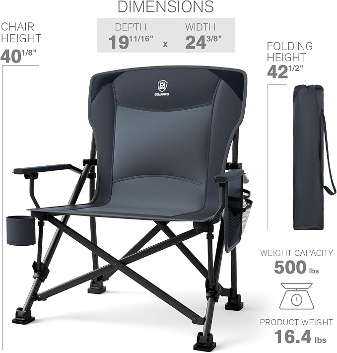EVER ADVANCED Oversized Folding Camping Chair, - Image 8