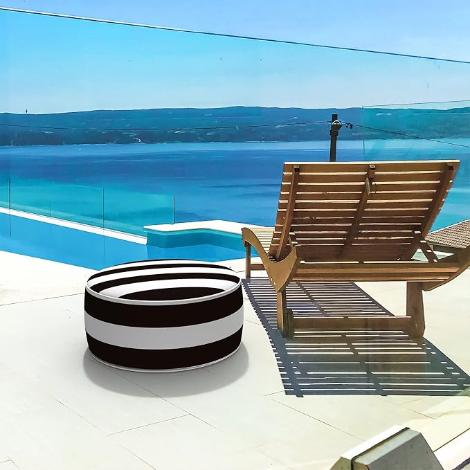 LVTXIII Outdoor Inflatable Ottoman, Fade-Resistant Round Footrest Stool D21”x - Image 7
