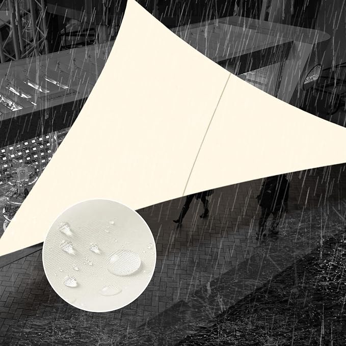 SUNNY GUARD Waterproof Sun Shade Sail 15'x15'x21.2' Cream Right Triangle UV by SUNNYGUARD