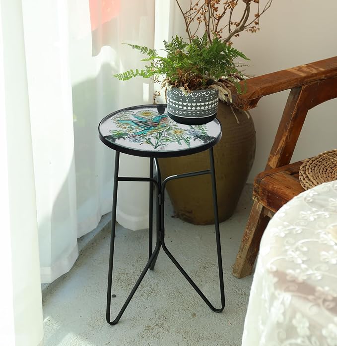 VCUTEKA Patio Side Table Outdoor Accent Table Bistro Coffee Table Plant End - Image 8