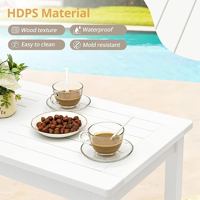 LUE BONA Outdoor Coffee Table Rectangle, HDPS Patio Coffee Tables - Image 5