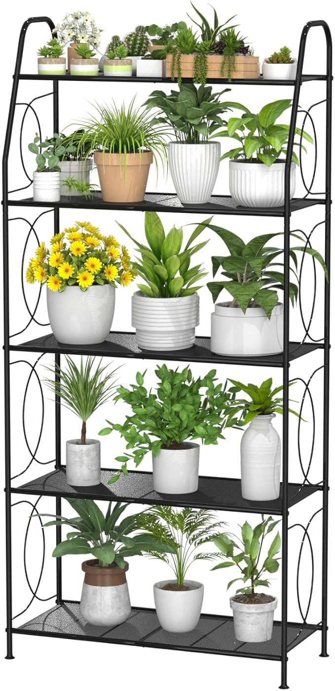 5 Tier Plant Stand Indoor Outdoor, Heavy Duty Plant Shelf, Metal Mesh Tall by VyGrow