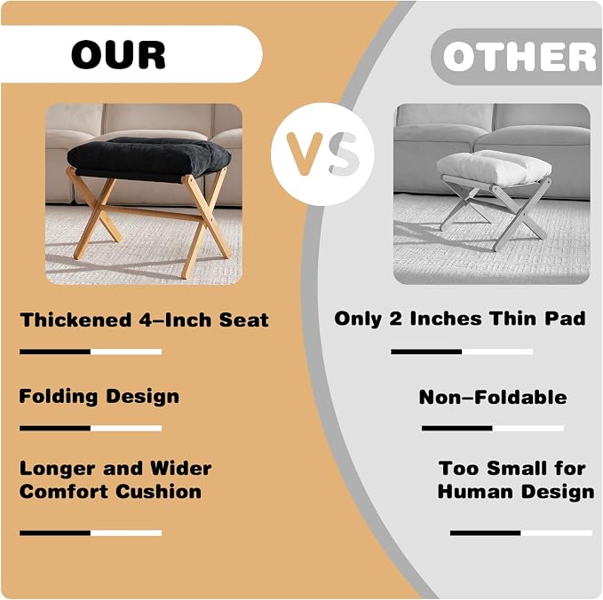 Ottoman Foot Rest- Bamboo Foldable Stool, Foot Stools Small Ottman - Image 6