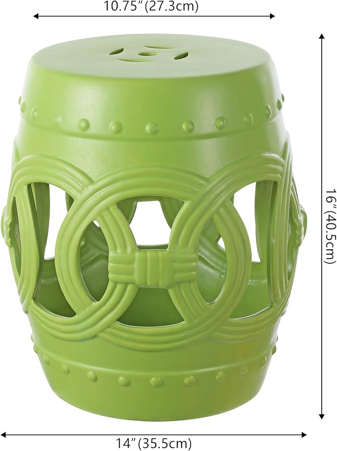 JONATHAN Y TBL1022H Lucky Coins 16" Chinese Ceramic Drum Indoor/Outdoor Garden - Image 3