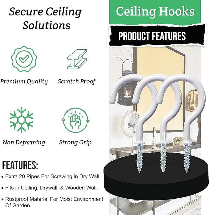 75 Pcs Ceiling Hooks for Hanging Plants, Utensils Vinyl Coated Screw-in Mug - Image 8
