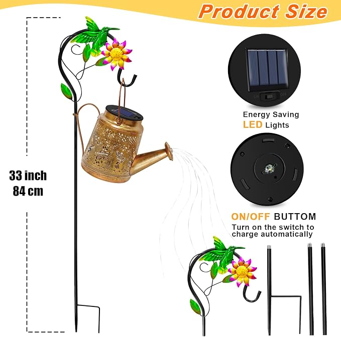 Solar Lights Outdoor Waterproof Garden Decor, Solar Watering Can Lights - Image 5