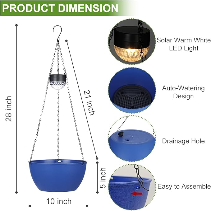 BAYN 2 Packs Solar Hanging Basket Planters - Image 3
