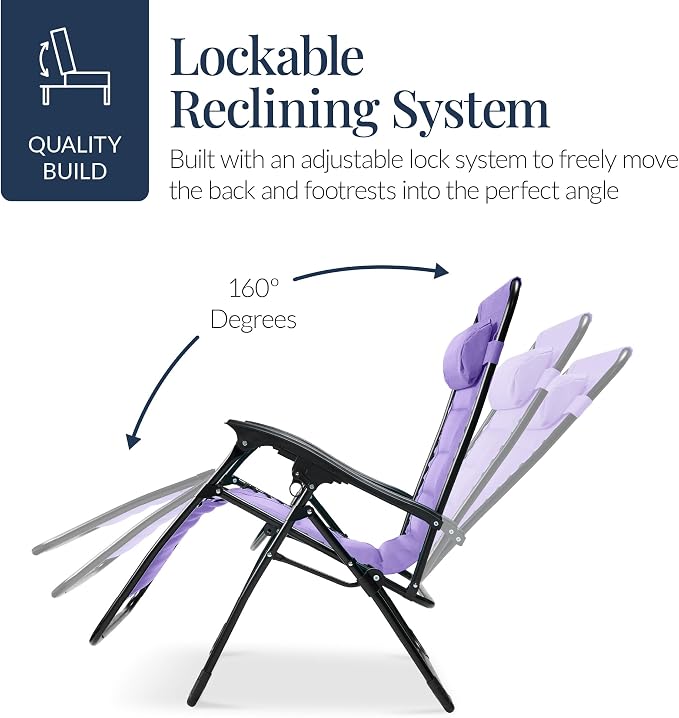 Best Choice Products Oversized Padded Zero Gravity Chair, Folding Outdoor Patio - Image 7