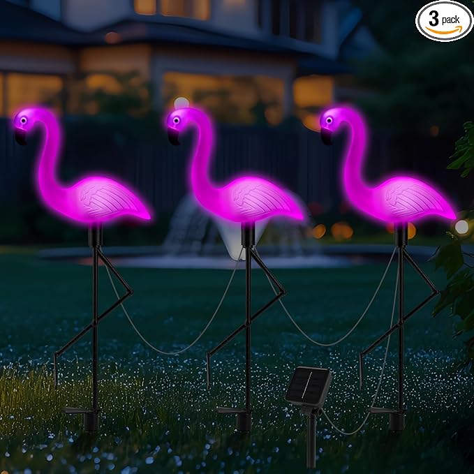 Flamingo Solar Lights, Outdoor Pink Flamingo Stake Light, Solar Powered Garden by Unknown