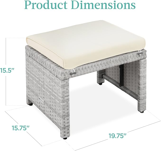 Best Choice Products Set of 2 Wicker Ottomans, Additional Seating, Side Table - Image 7