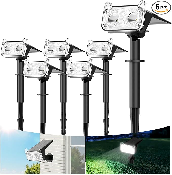 WdtPro Upgraded Bright Solar Lights Outdoor Waterproof, Auto ON/Off Solar Spot by WdtPro