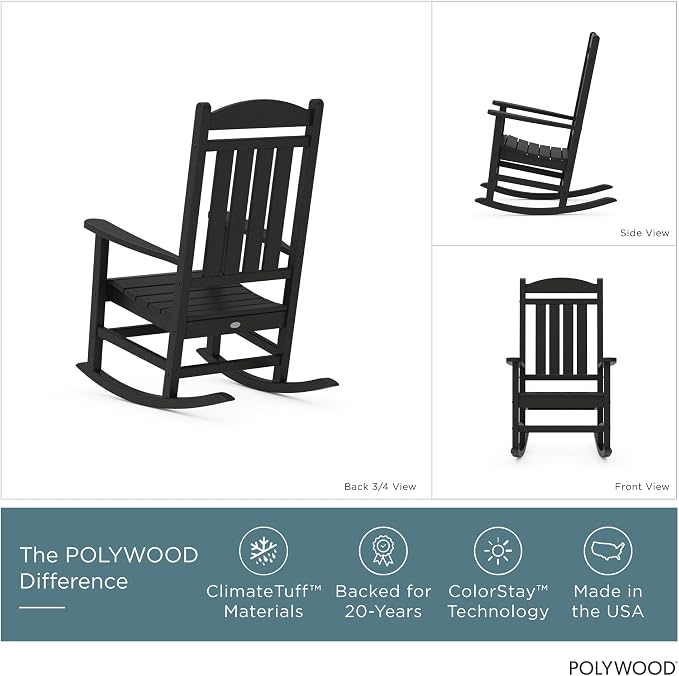 POLYWOOD Presidential Rocking Chair in Black - Image 4
