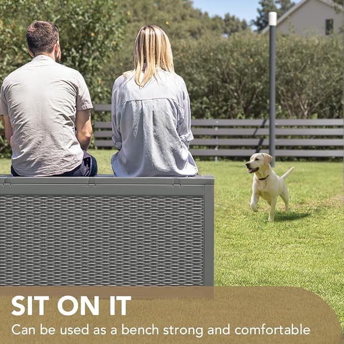 Devoko 95 Gallon Deck Box Large Resin Outdoor Storage Box, Waterproof and UV - Image 3