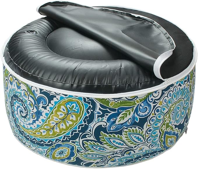 Magpie Fabrics Indoor/Outdoor Inflatable Stool Ottoman Pouf, Water Repellent - Image 7