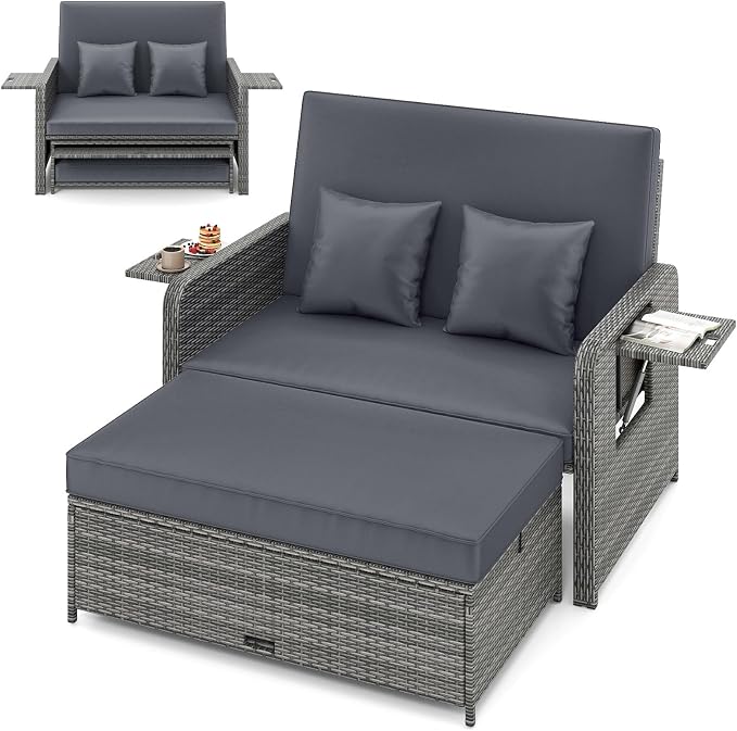 HAPPYGRILL Patio Rattan Wicker Daybed by HAPPYGRILL