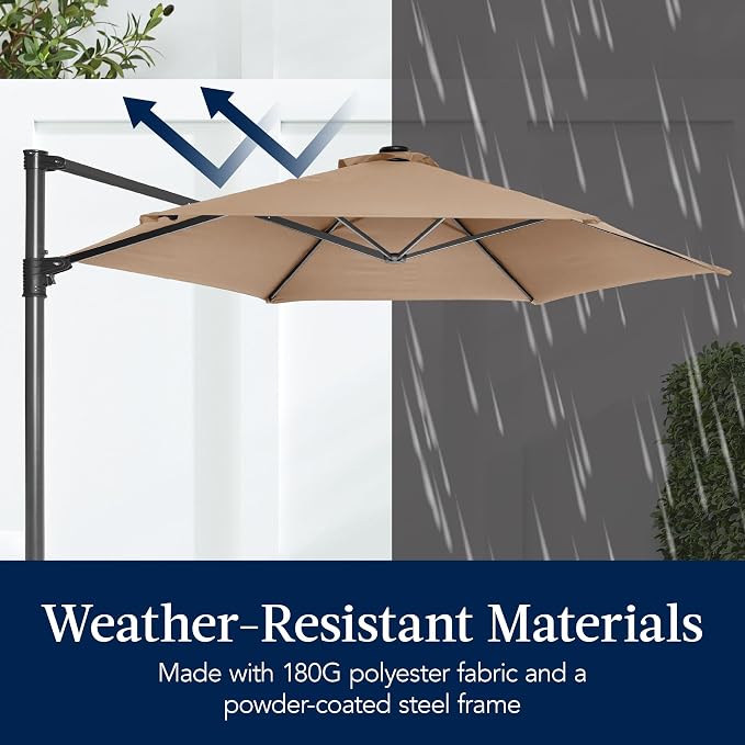 Best Choice Products 10ft Solar LED Offset Cantilever Hanging Market Patio - Image 6