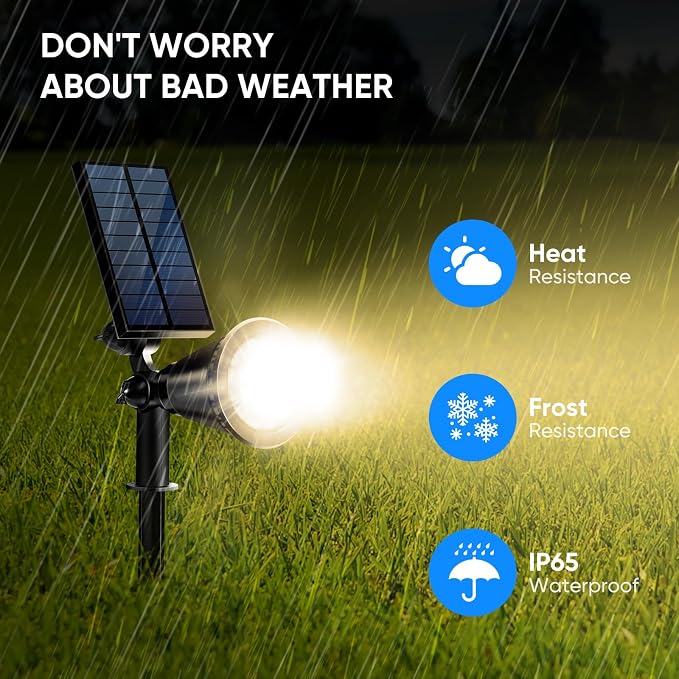 KEV 800 Lumens Solar Spot Lights Outdoor, 18 LEDs Solar Flood Lights - Image 6