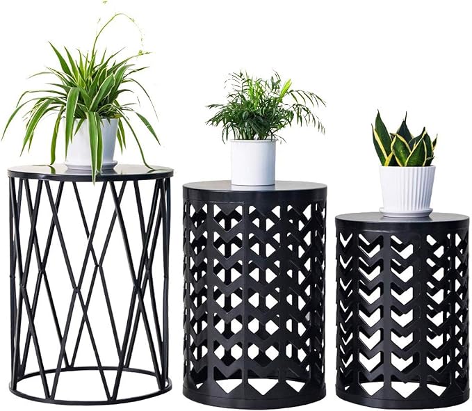 HFHOME Multifunctional Nesting Round Metal Coffee End Tables by HFHOME