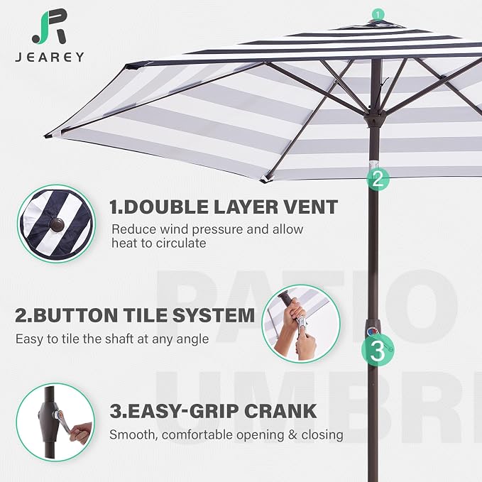 JEAREY 7.5FT Patio Umbrella Outdoor Market Umbrella - Image 3