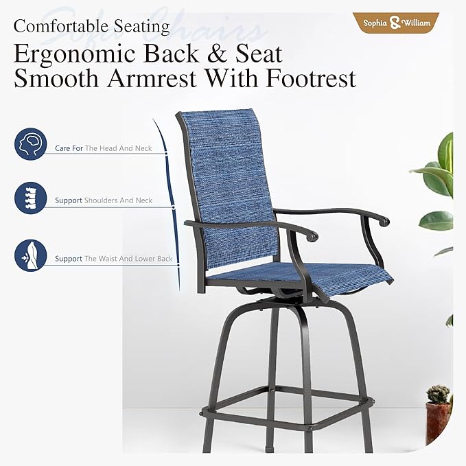 Sophia & William Outdoor Bar Set, Patio Bar Table and Chairs Set, Bar Height - Image 5