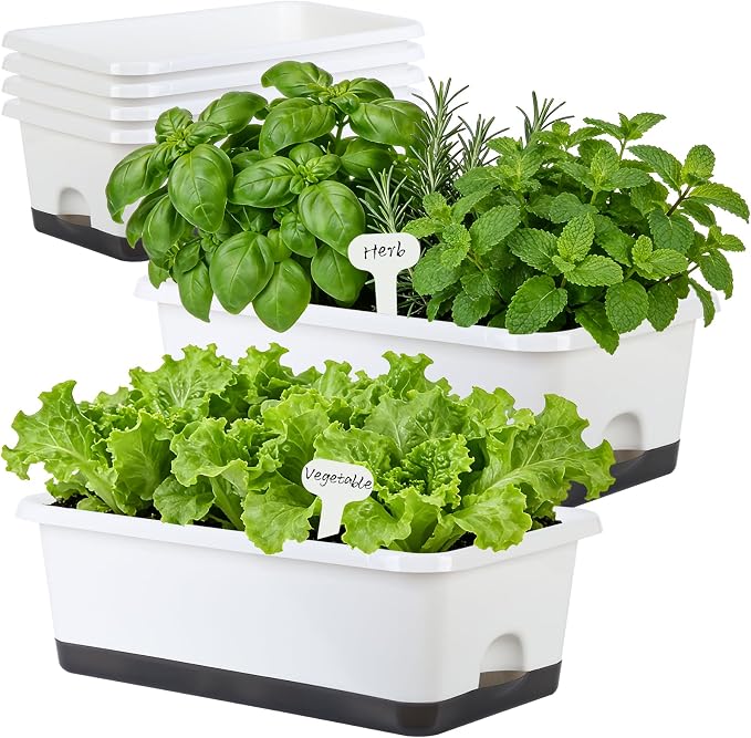 Window Box Planter 6 Pcs, 18 Inches Rectangle Flower Pots - Image 2