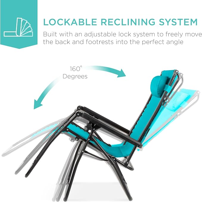 Best Choice Products Folding Zero Gravity Outdoor Recliner Patio Lounge Chair - Image 4