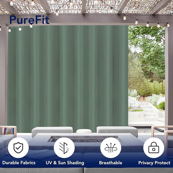 PureFit Outdoor Curtains for Patio Waterproof Weatherproof, UV Resistant - Image 3