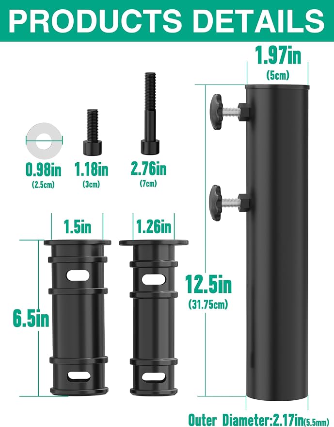 QZER Umbrella Pole Mount Stand Tube, Universal Umbrella Stainless Steel Tube - Image 2
